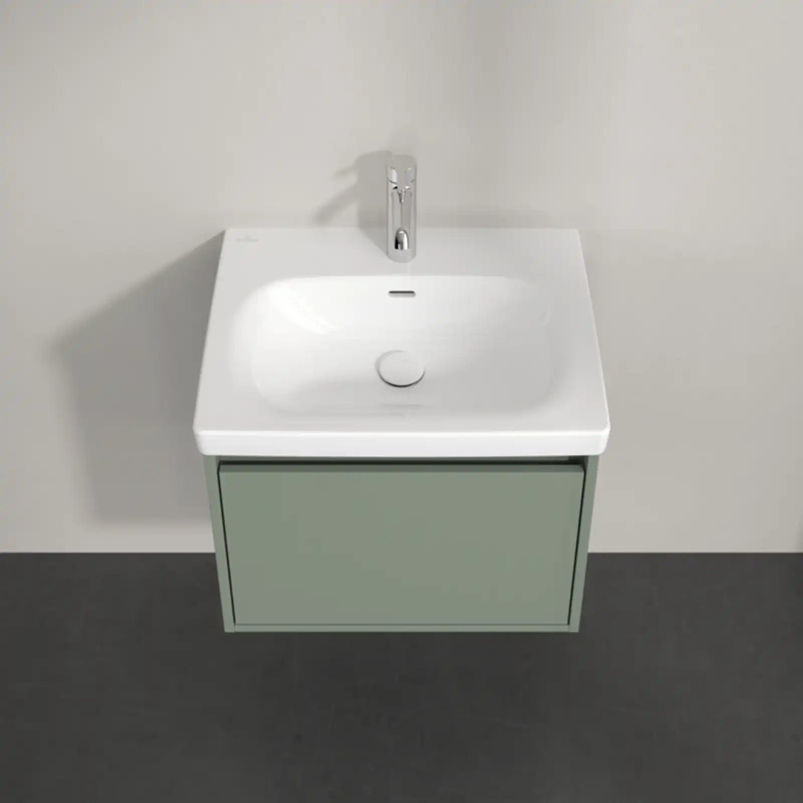 Villeroy & Boch Skyla Soft Green 1 Pull Out Element Vanity Unit & White Alpin Washbasin C78400AF+5A516001
