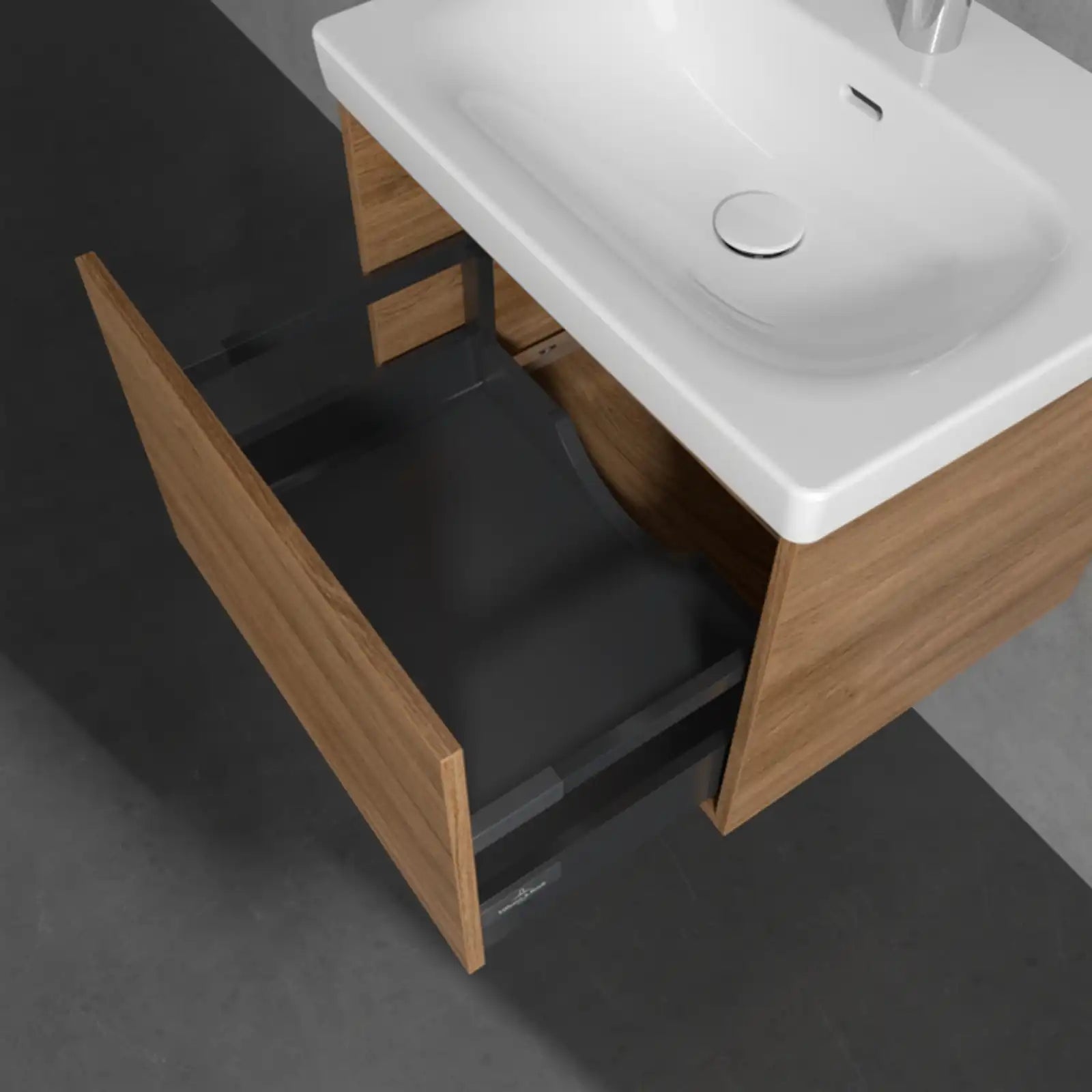 Villeroy & Boch Skyla Oak Kansas 1 Pull Out Element Vanity Unit & White Alpin Washbasin C78400RH+5A516001