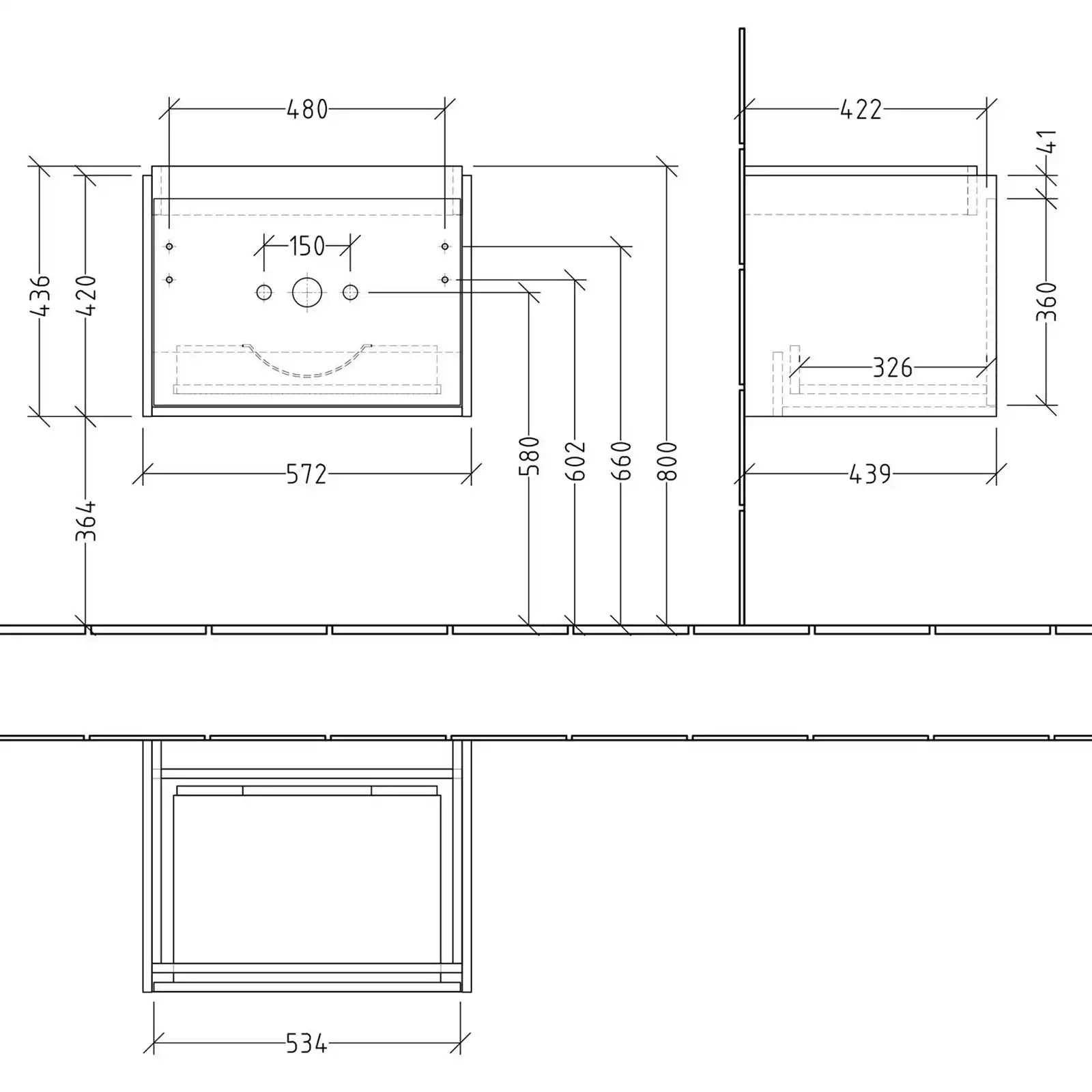 Villeroy & Boch Skyla Oak Kansas 1 Pull Out Element Vanity Unit & White Alpin Washbasin C78400RH+5A516001