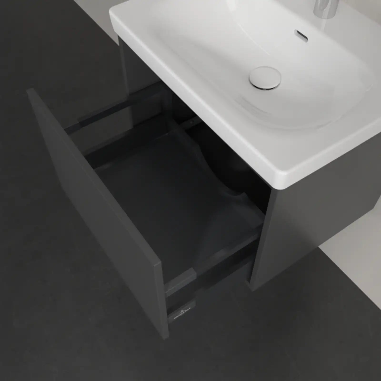 Villeroy & Boch Skyla Graphite 1 Pull Out Element Vanity Unit & White Alpin Washbasin C78400VR+5A516001