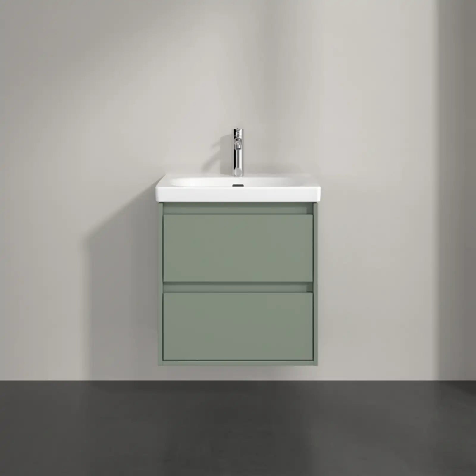 Villeroy & Boch Skyla Soft Green 2 Pull Out Element Vanity Unit & White Alpin Washbasin C79400AF+5A516001
