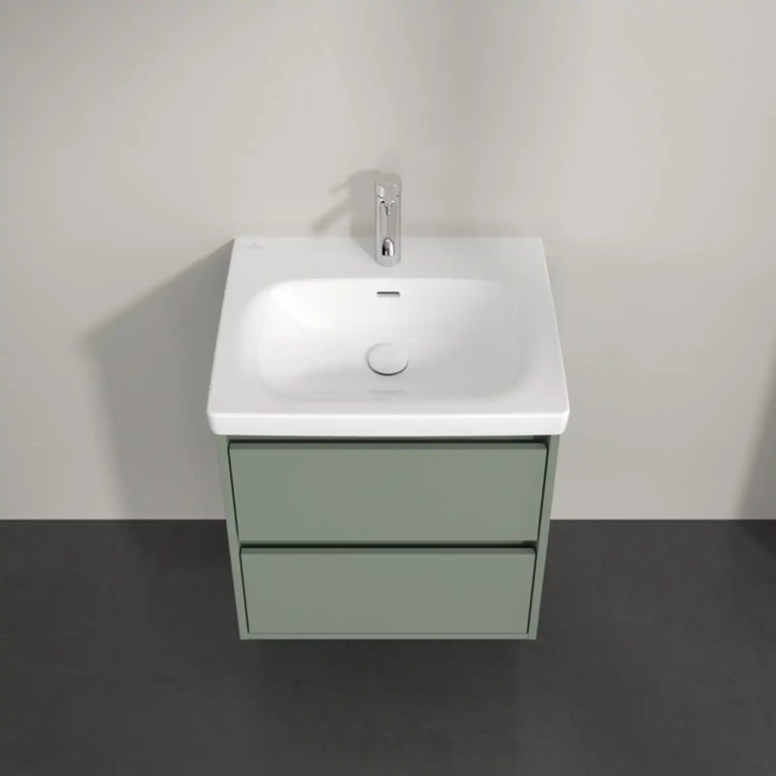 Villeroy & Boch Skyla Soft Green 2 Pull Out Element Vanity Unit & White Alpin Washbasin C79400AF+5A516001