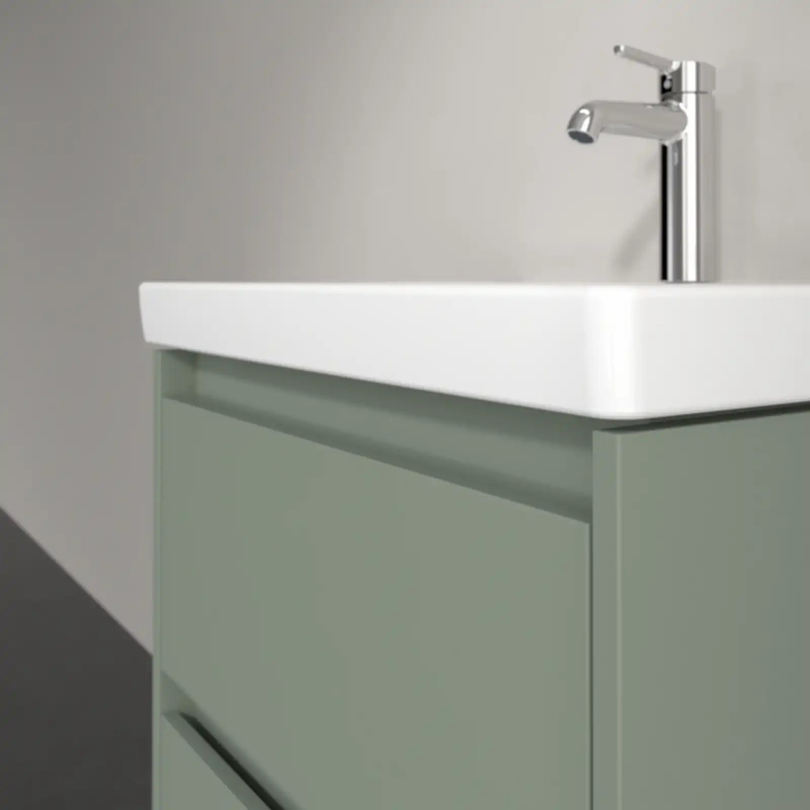 Villeroy & Boch Skyla Soft Green 2 Pull Out Element Vanity Unit & White Alpin Washbasin C79400AF+5A516001