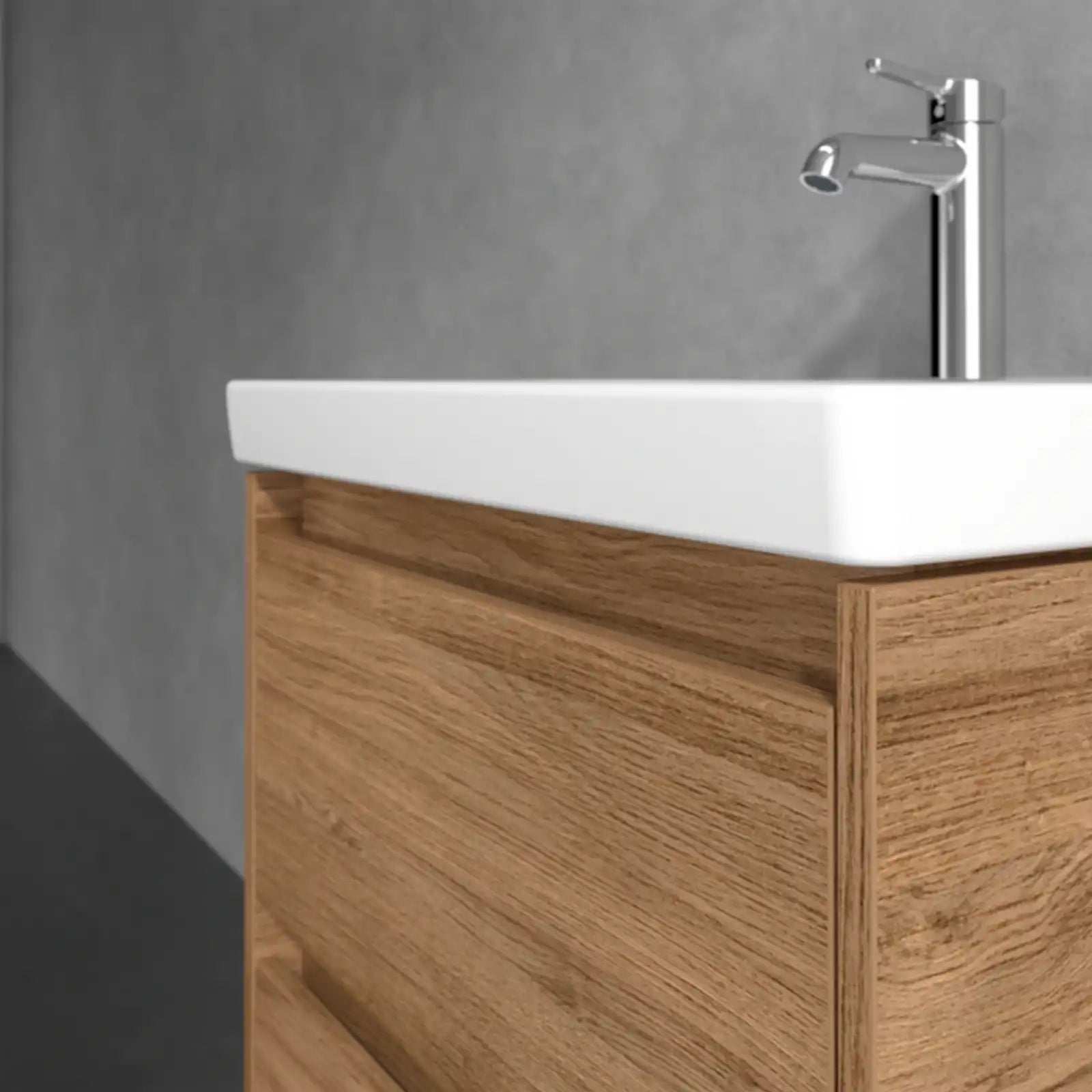 Villeroy & Boch Skyla Oak Kansas 2 Pull Out Element Vanity Unit & White Alpin Washbasin C79400RH+5A516001