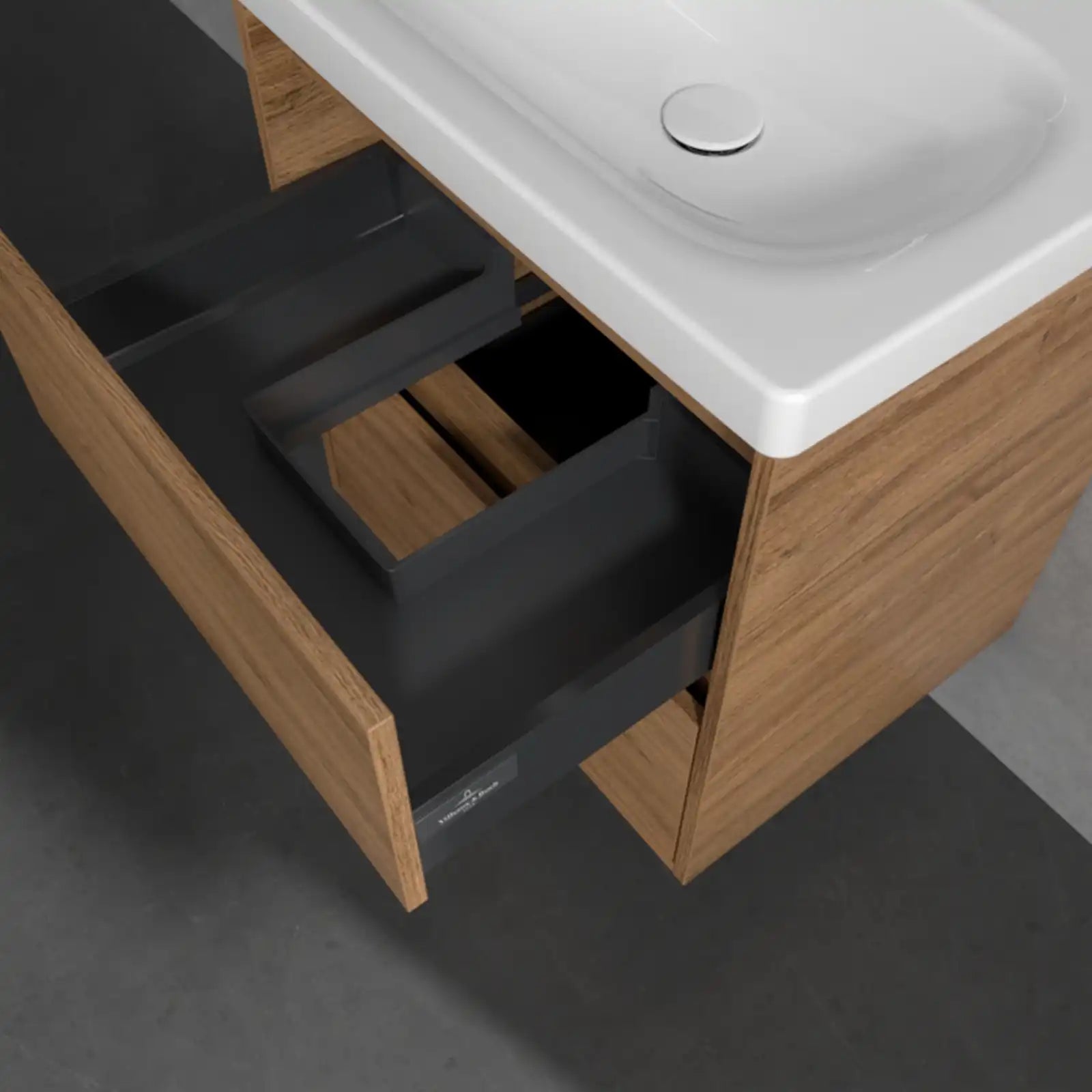 Villeroy & Boch Skyla Oak Kansas 2 Pull Out Element Vanity Unit & White Alpin Washbasin C79400RH+5A516001