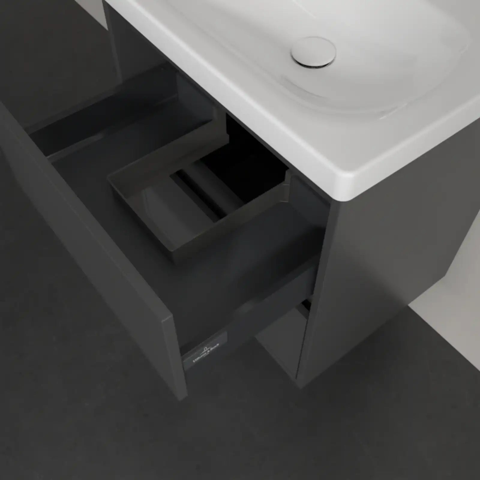 Villeroy & Boch Skyla Graphite 2 Pull Out Element Vanity Unit & White Alpin Washbasin C79400VR+5A516001