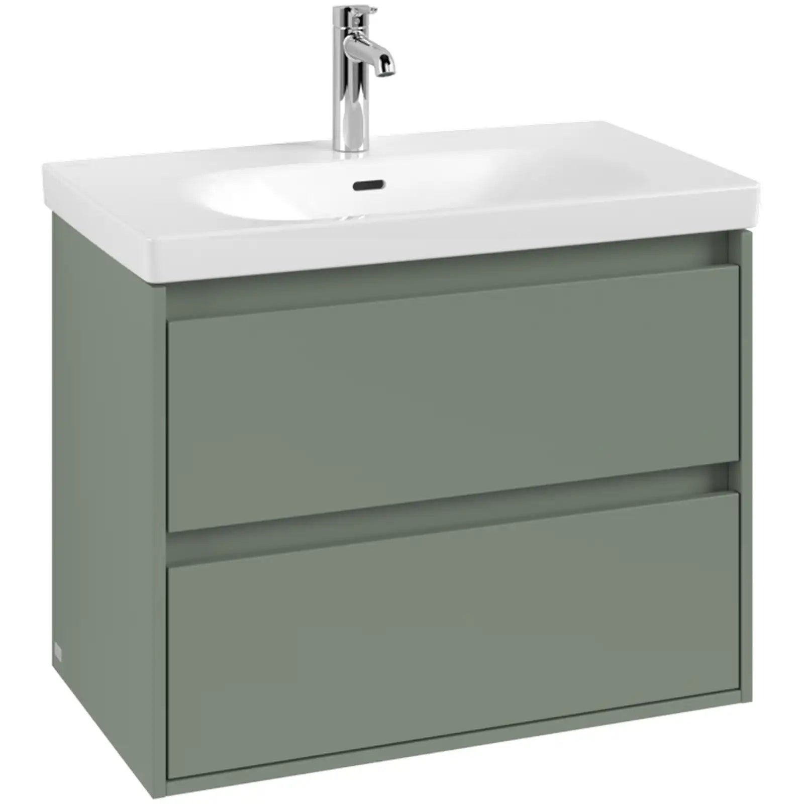 Villeroy & Boch Skyla Soft Green 2 Pull Out Element Vanity Unit & White Alpin Washbasin with Overflow C79600AF+5A518001
