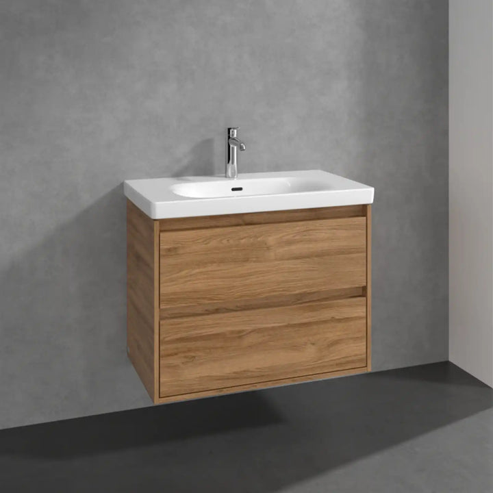 Villeroy & Boch Skyla Oak Kansas 2 Pull Out Element Vanity Unit & White Alpin Washbasin with Overflow C79600RH+5A518001