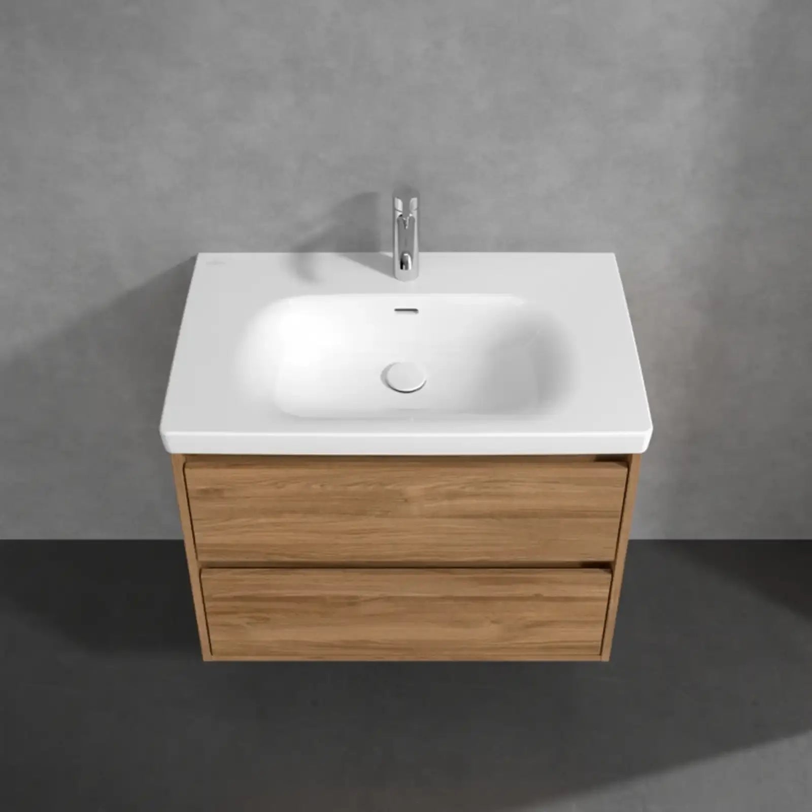 Villeroy & Boch Skyla Oak Kansas 2 Pull Out Element Vanity Unit & White Alpin Washbasin with Overflow C79600RH+5A518001