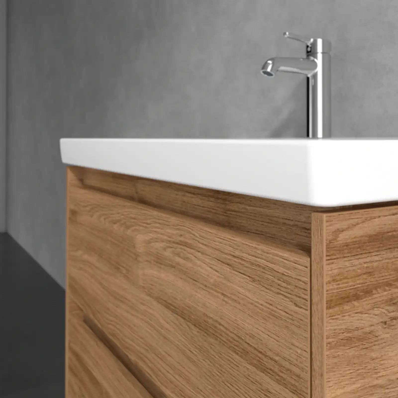 Villeroy & Boch Skyla Oak Kansas 2 Pull Out Element Vanity Unit & White Alpin Washbasin with Overflow C79600RH+5A518001