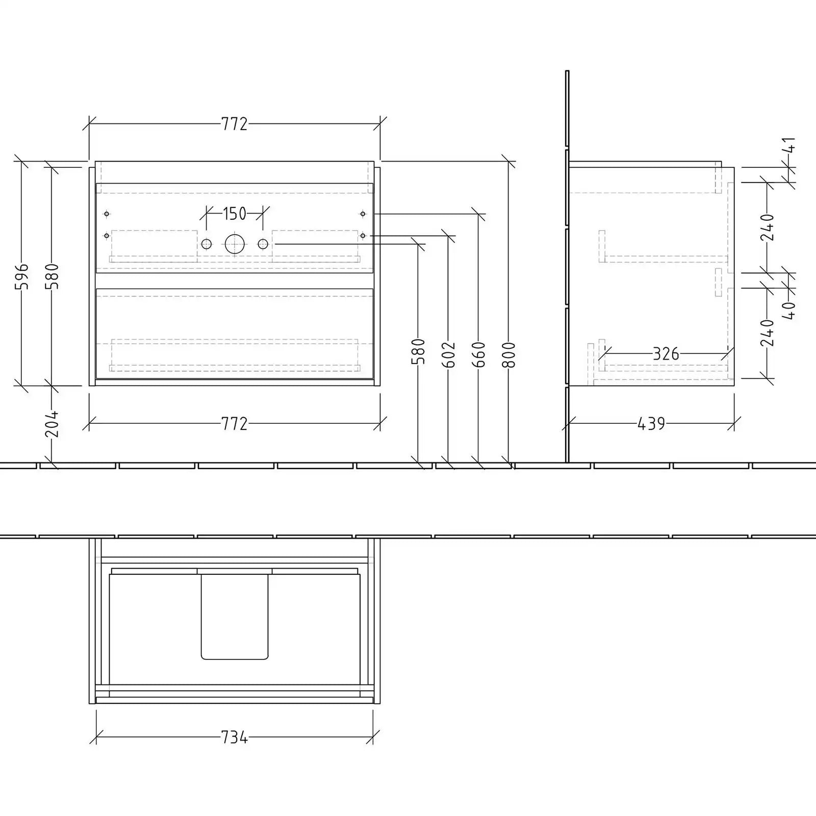 Villeroy & Boch Skyla Oak Kansas 2 Pull Out Element Vanity Unit & White Alpin Washbasin with Overflow C79600RH+5A518001