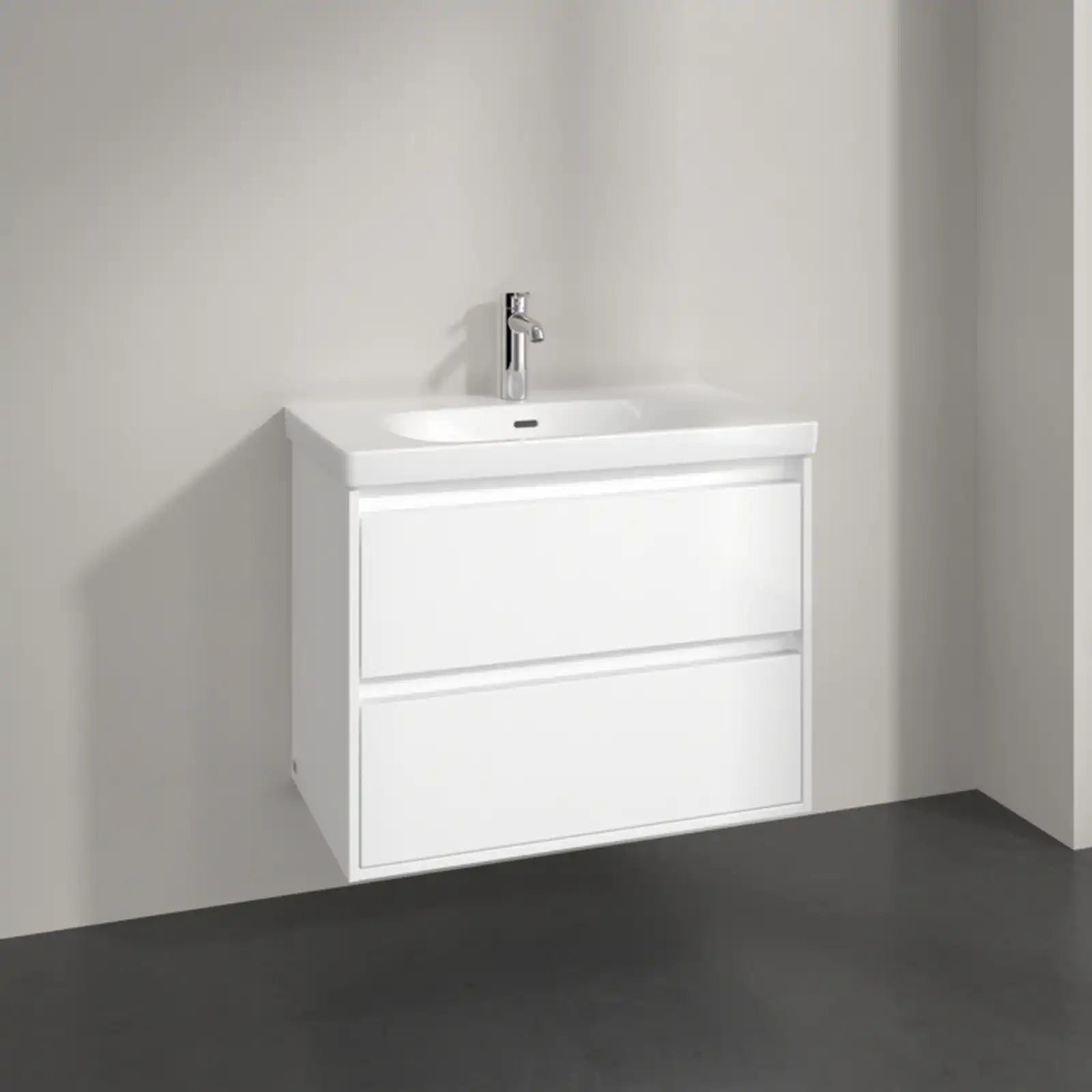 Villeroy & Boch Skyla Brilliant White 2 Pull Out Element Vanity Unit & White Alpin Washbasin with Overflow C79600VE+5A518001