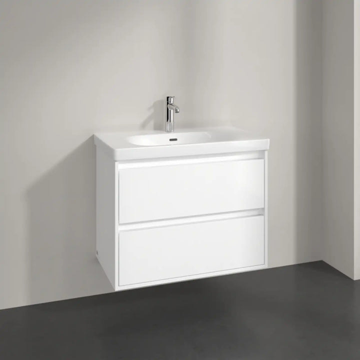 Villeroy & Boch Skyla Brilliant White 2 Pull Out Element Vanity Unit & White Alpin Washbasin with Overflow C79600VE+5A518001