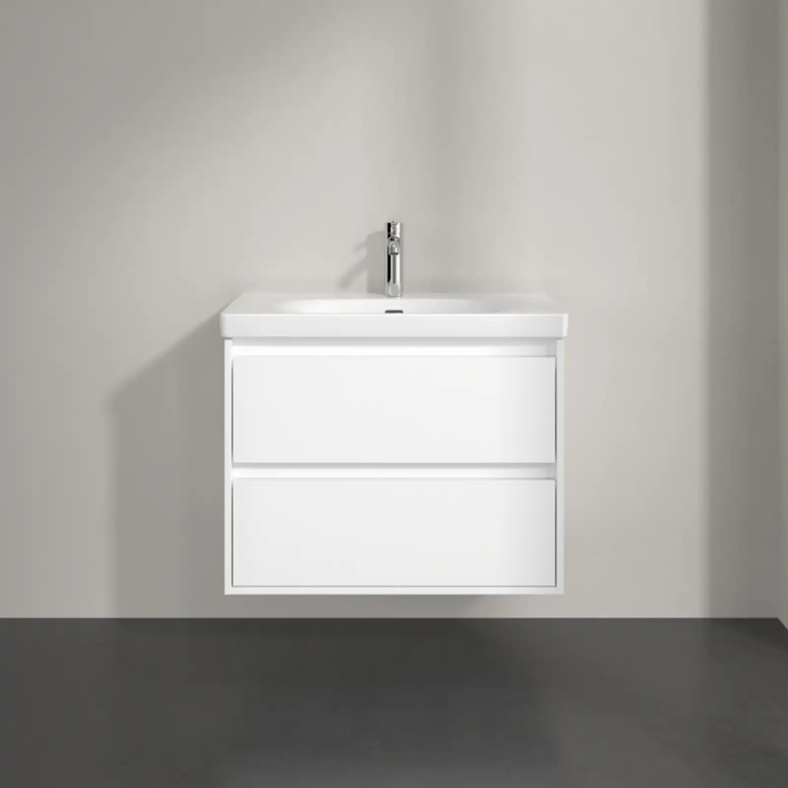 Villeroy & Boch Skyla Brilliant White 2 Pull Out Element Vanity Unit & White Alpin Washbasin with Overflow C79600VE+5A518001