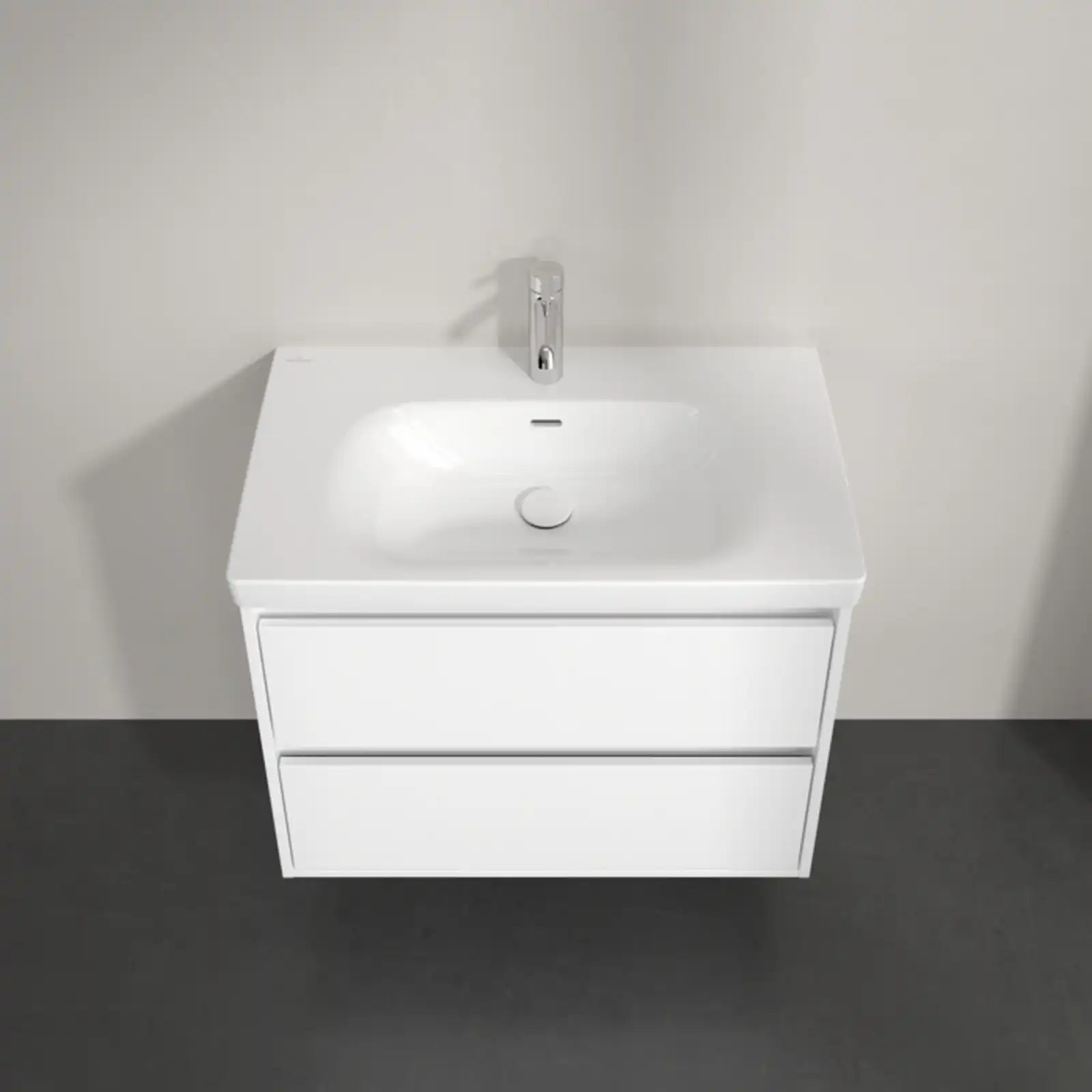 Villeroy & Boch Skyla Brilliant White 2 Pull Out Element Vanity Unit & White Alpin Washbasin with Overflow C79600VE+5A518001