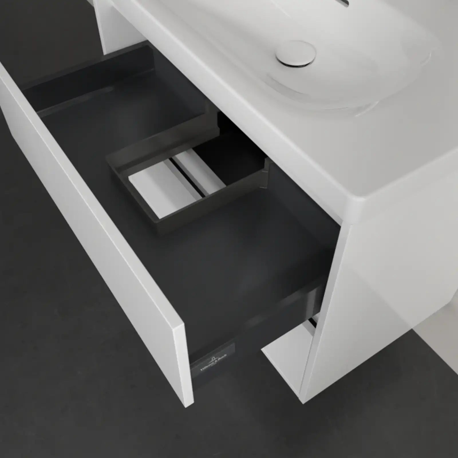 Villeroy & Boch Skyla Brilliant White 2 Pull Out Element Vanity Unit & White Alpin Washbasin with Overflow C79600VE+5A518001