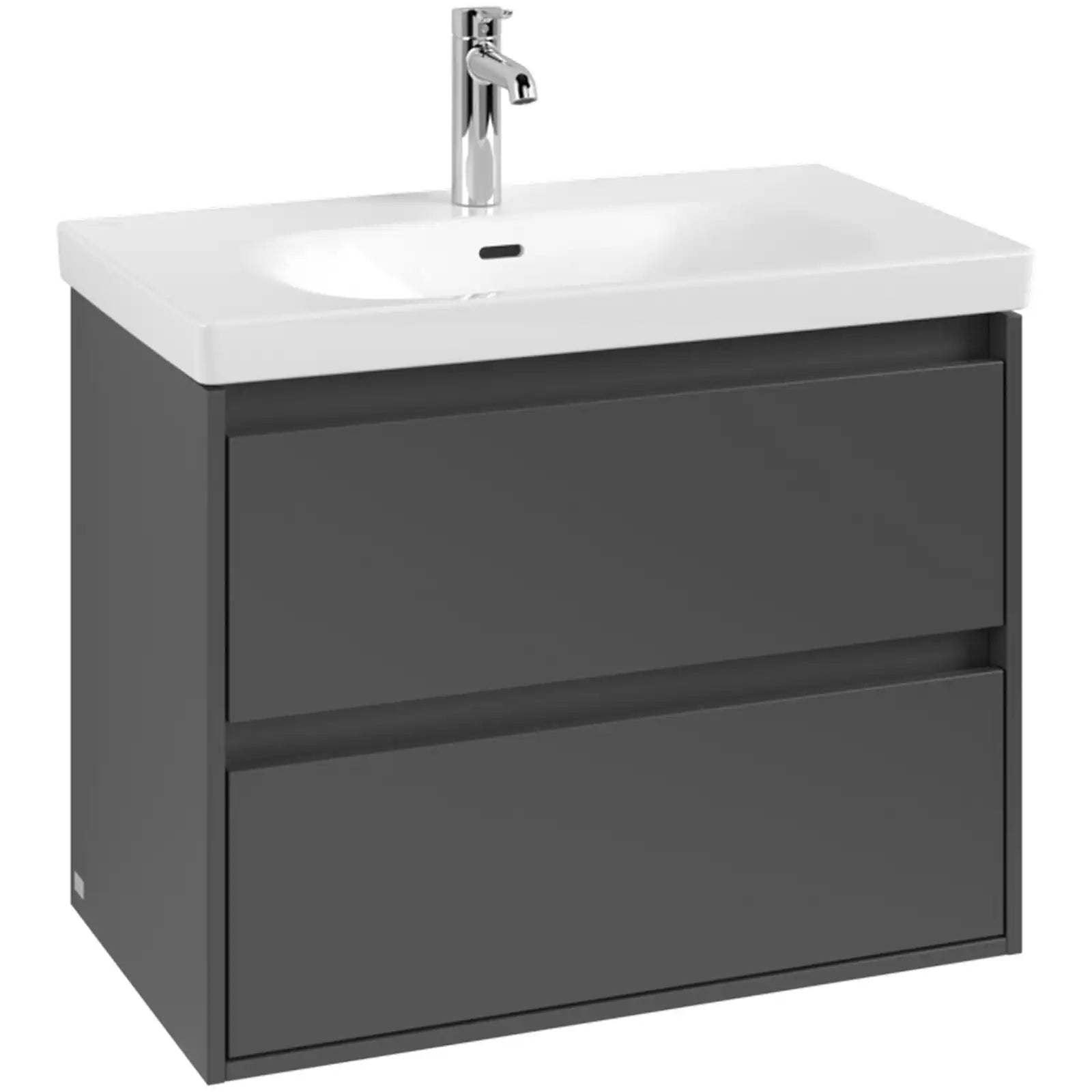 Villeroy & Boch Skyla Graphite 2 Pull Out Element Vanity Unit & White Alpin Washbasin with Overflow C79600VR+5A518001