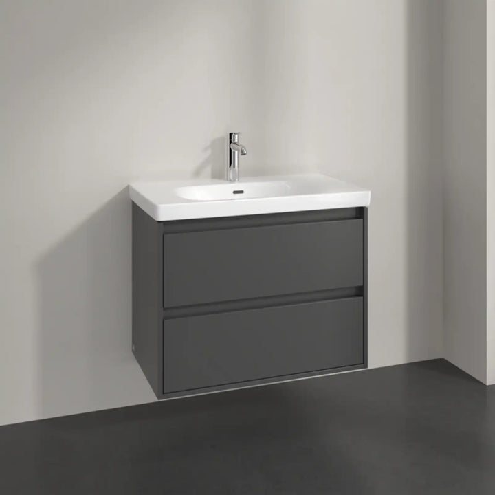 Villeroy & Boch Skyla Graphite 2 Pull Out Element Vanity Unit & White Alpin Washbasin with Overflow C79600VR+5A518001