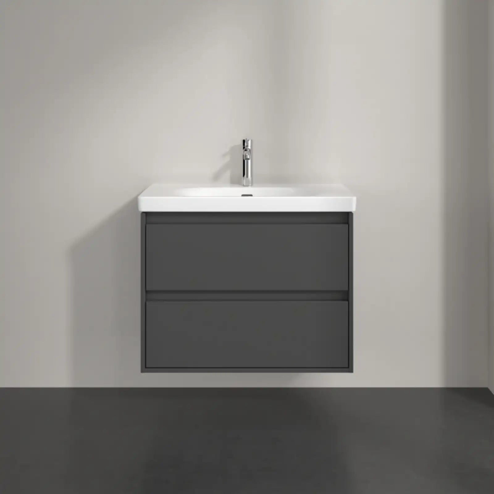 Villeroy & Boch Skyla Graphite 2 Pull Out Element Vanity Unit & White Alpin Washbasin with Overflow C79600VR+5A518001