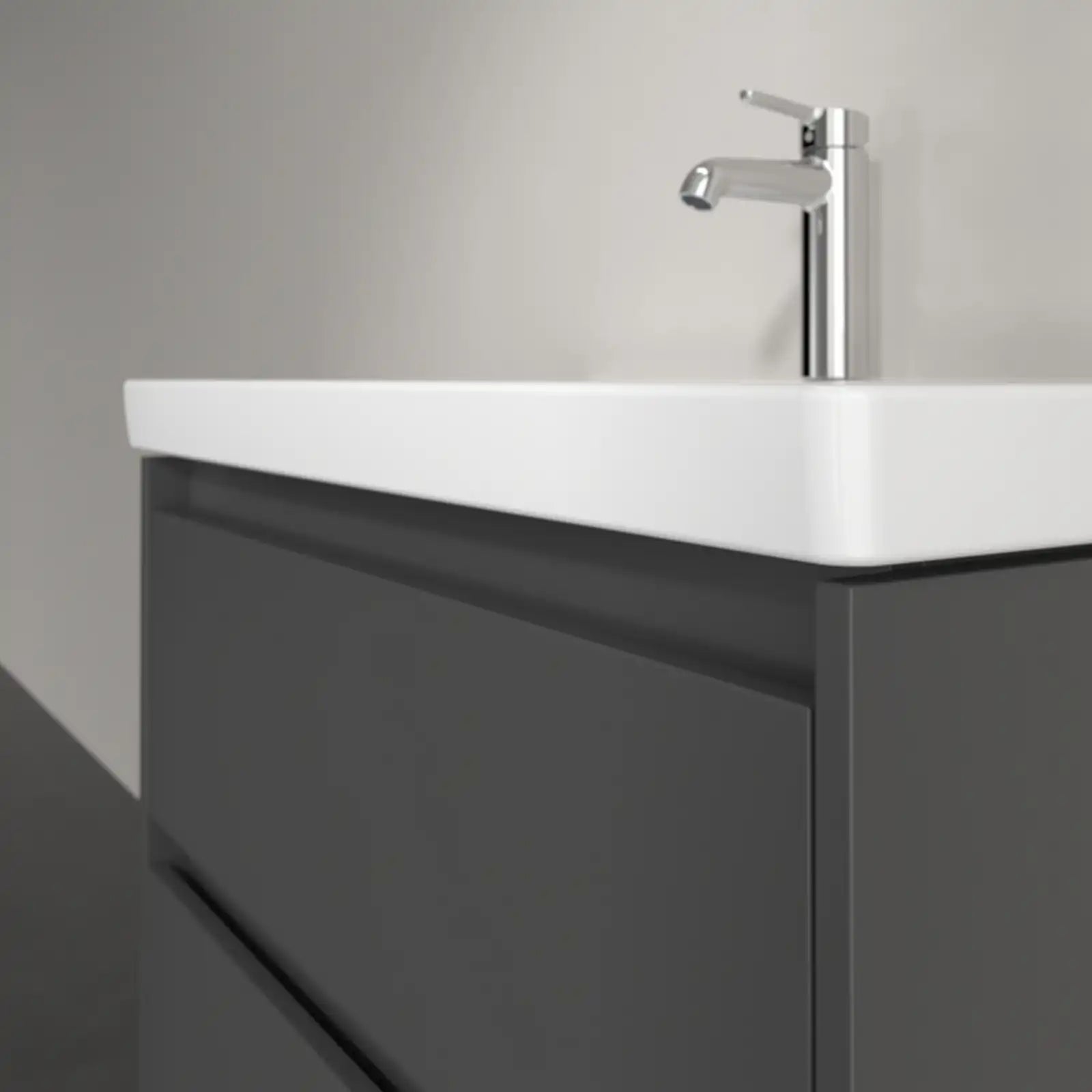 Villeroy & Boch Skyla Graphite 2 Pull Out Element Vanity Unit & White Alpin Washbasin with Overflow C79600VR+5A518001