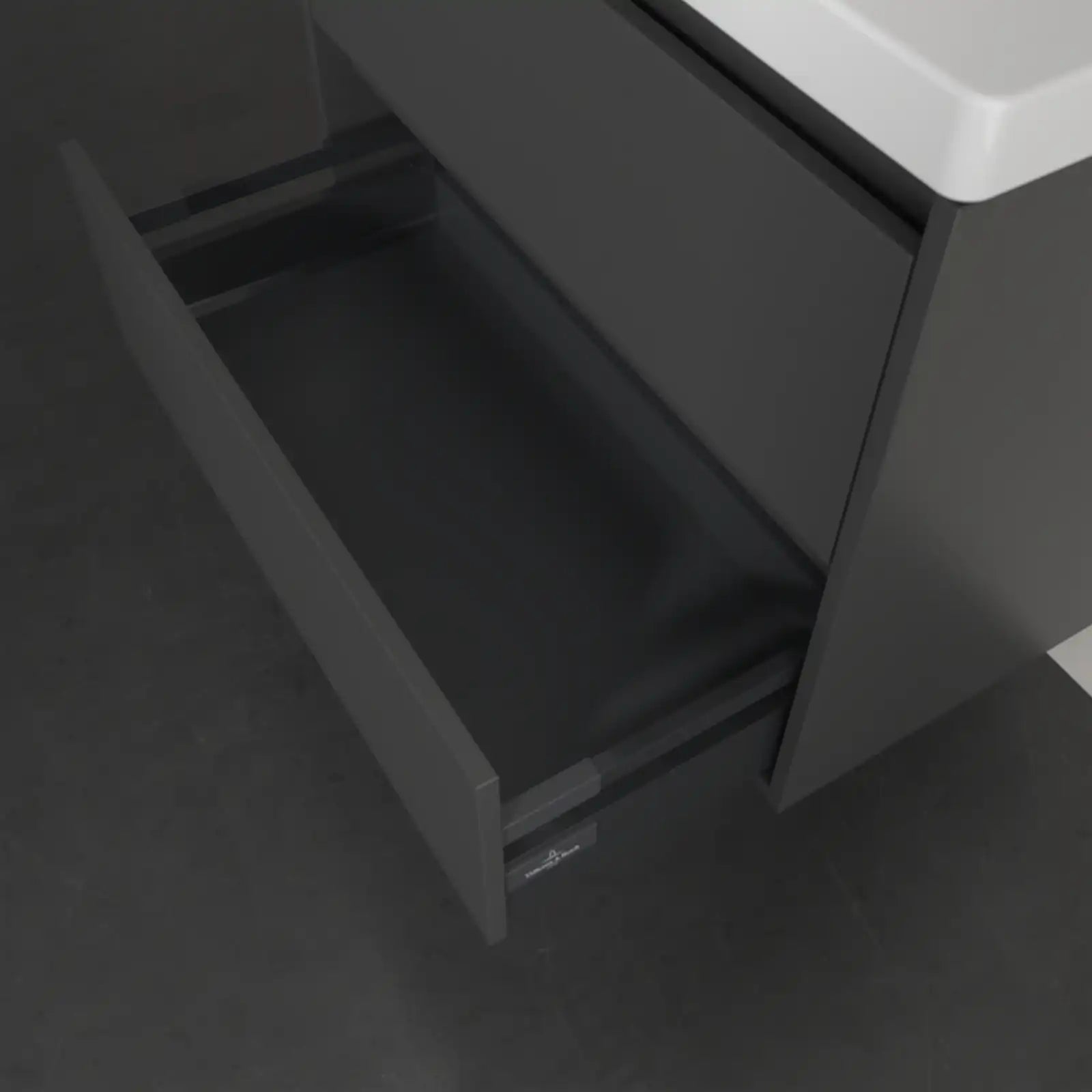 Villeroy & Boch Skyla Graphite 2 Pull Out Element Vanity Unit & White Alpin Washbasin with Overflow C79600VR+5A518001