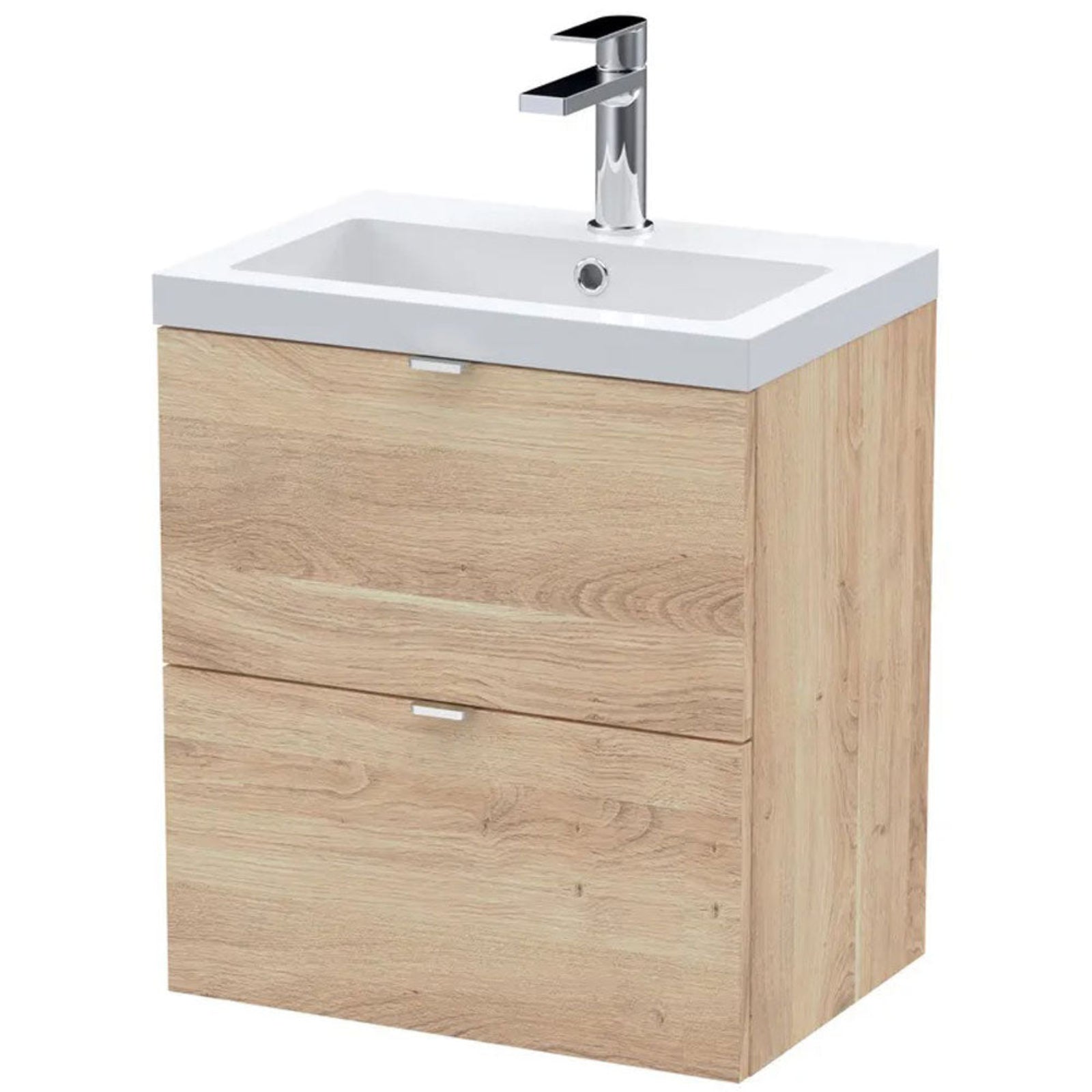 Hudson Reed Fusion 500mm Wall Hung 2-Drawer Vanity Unit & Basin with Polymarble Basin
