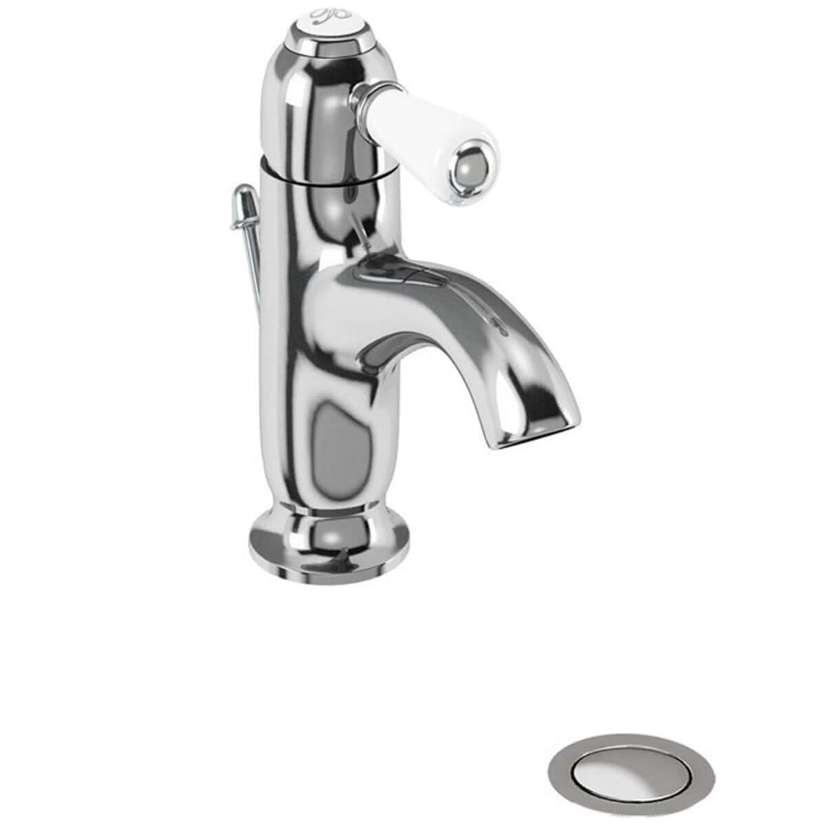 Burlington Chelsea Chrome Curved Basin Mixer Tap with Pop-up Waste