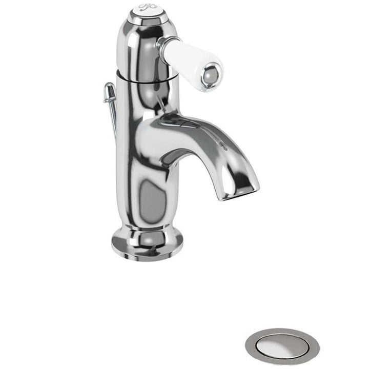 Burlington Chelsea Chrome Curved Basin Mixer Tap with Pop-up Waste