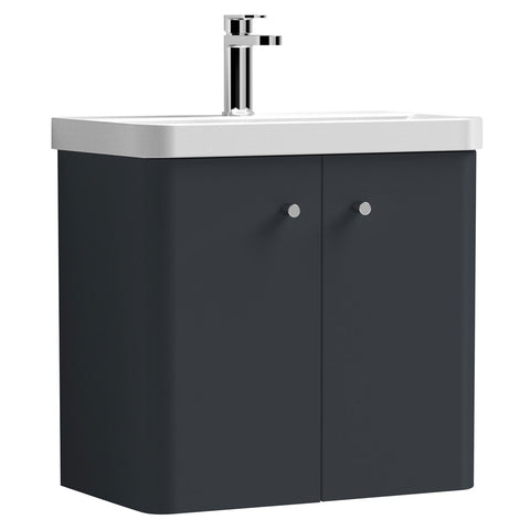 Nuie Core 600mm Wall Hung 2-Door Vanity Unit & Basin with Gloss, Matte, and Satin Finishes