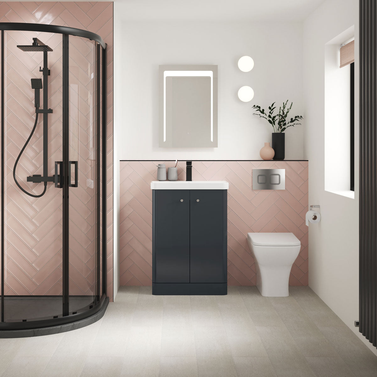 Nuie Core 600mm Floor Standing 2-Door Vanity Unit & Basin