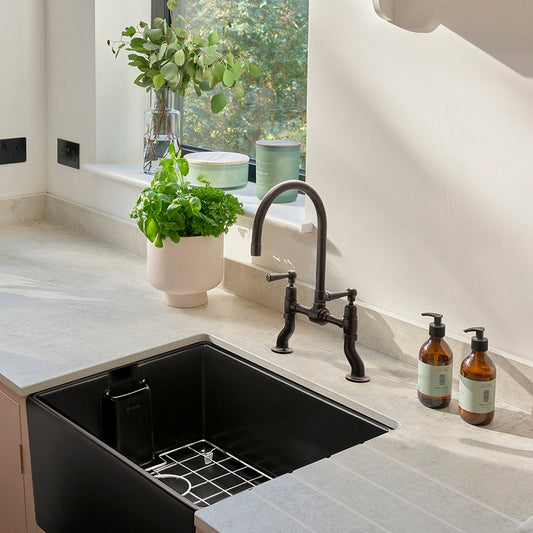 Caple Modern Belfast 1.0 Bowl Matt Black Ceramic Sink & Waste - CPBS5BK