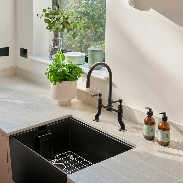Caple Modern Belfast 1.0 Bowl Matt Black Ceramic Sink & Waste - CPBS5BK