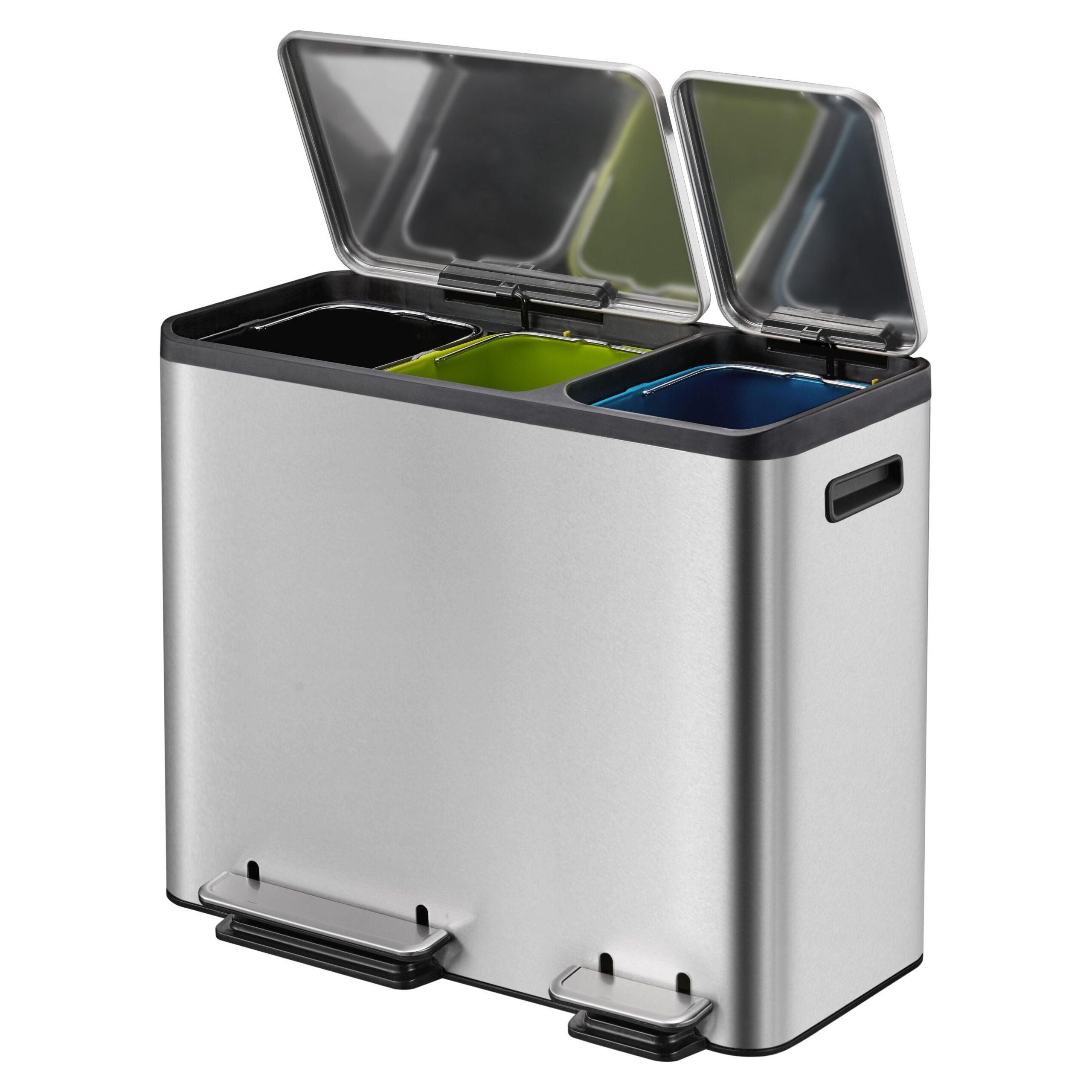 EKO Ecocasa 15L+15L+15L Tri Recycling Stay Open Kitchen Pedal Bin