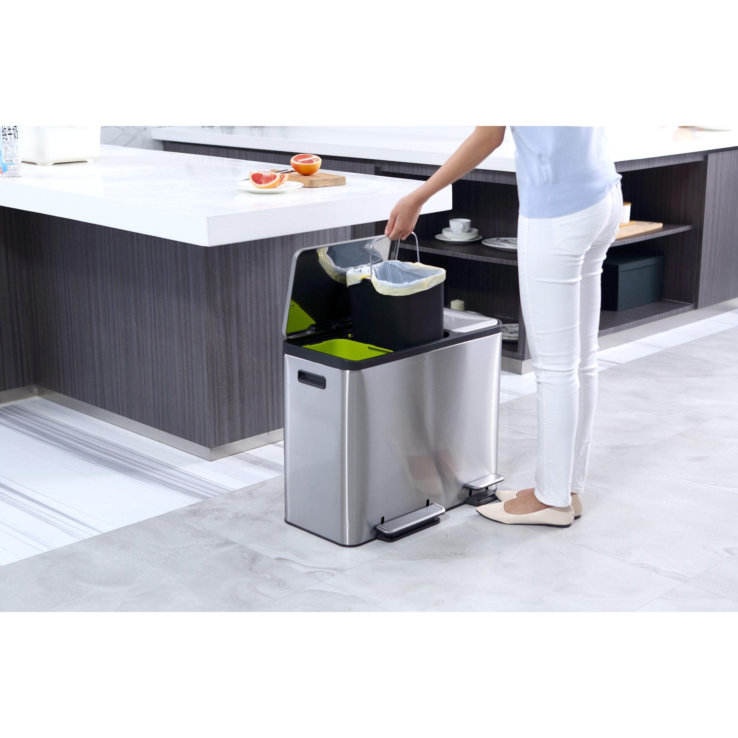 EKO Ecocasa 15L+15L+15L Tri Recycling Stay Open Kitchen Pedal Bin