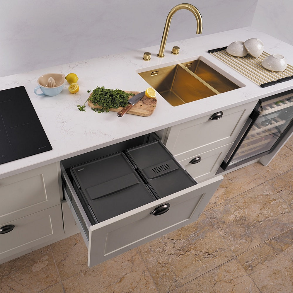 Caple In-Drawer 31L Dual Kitchen Waste Bin for 600mm Drawers