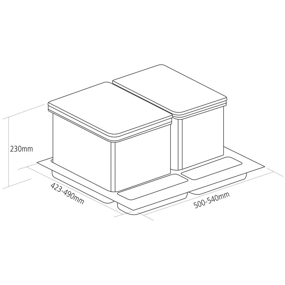 Caple In-Drawer 31L Dual Kitchen Waste Bin for 600mm Drawers