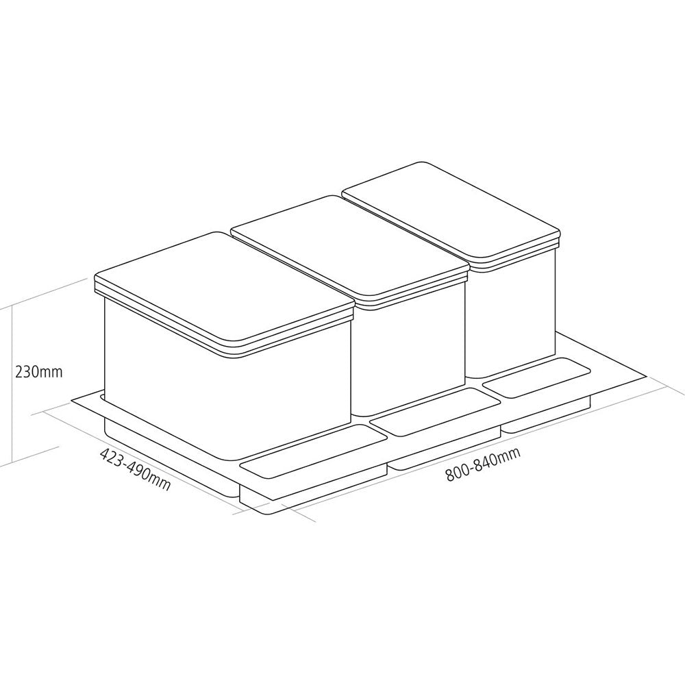 Caple In-Drawer 49L Triple Kitchen Waste Bin for 900mm Drawers