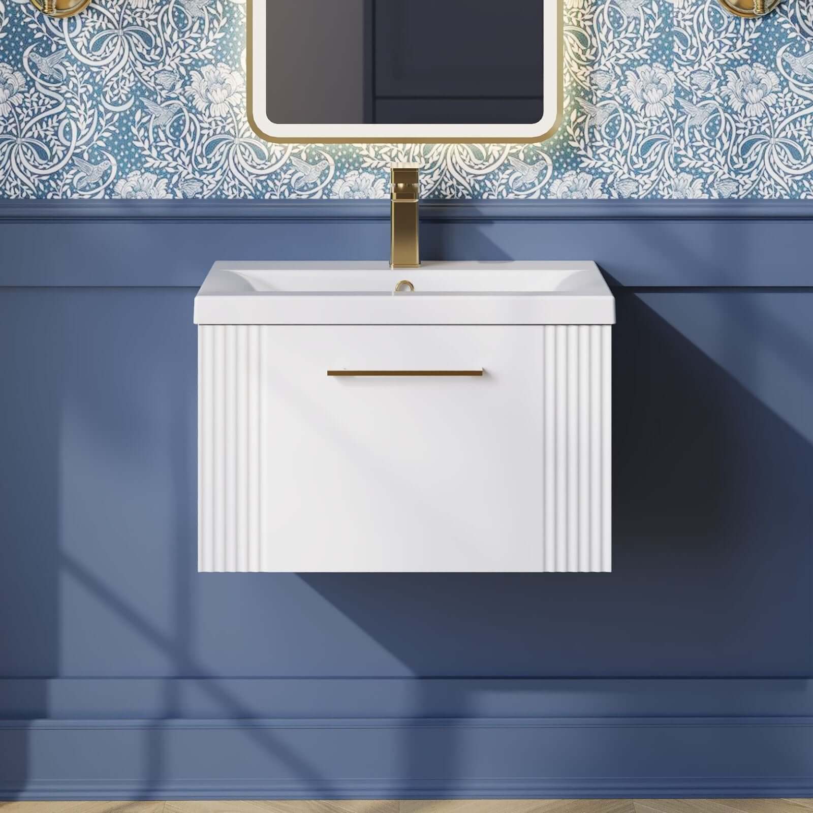Nuie Deco Satin Wall Hung Vanity Unit & Basin