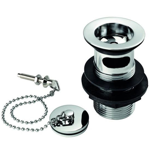 Deva Chrome 1.25'' Slotted Basin Brass Plug Waste With Chain & Stay DW300/017