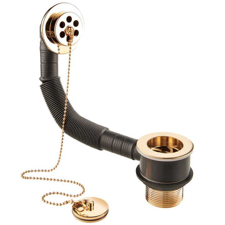 Deva Gold 1.5'' Brass Body Bath Waste With Overflow & Brass Plug DW404/501