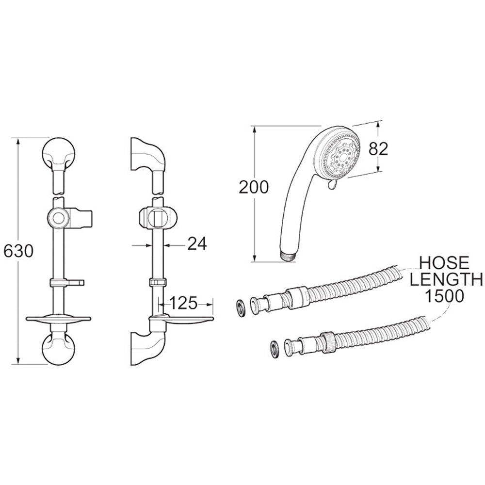 Deva Chrome Shower Sliding Rail SPE12