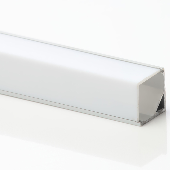 Electralite 2m Aluminum 45deg Corner Profile Silver Opal Cover - ELA-34307