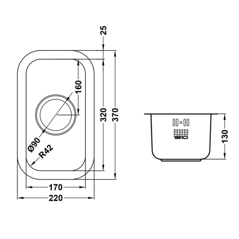 The 1810 Company Etrouno 0.5 Bowl Stainless Steel Undermount Kitchen Sink & Waste