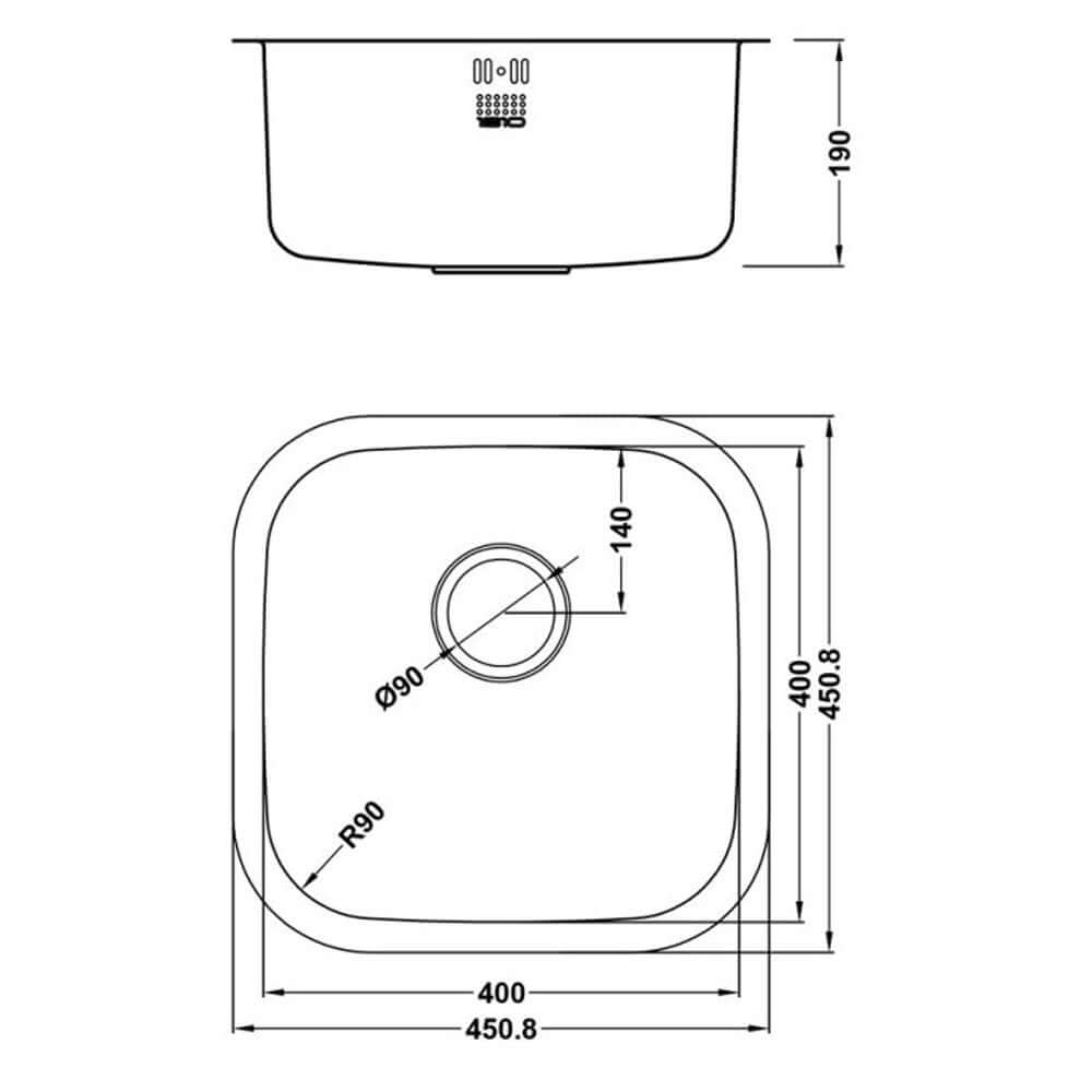 The 1810 Company Etrouno 400U 1.0 Bowl Stainless Steel Undermount Kitchen Sink & Waste