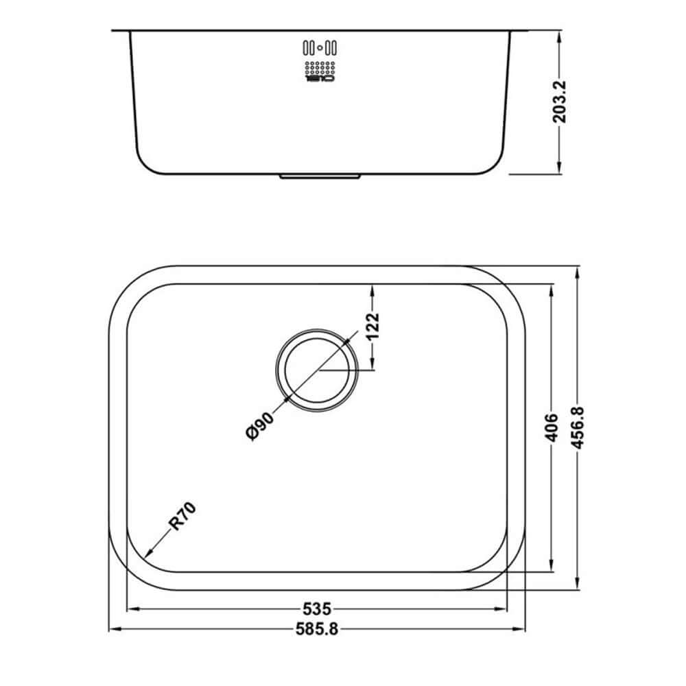 The 1810 Company Etrouno 550U 1.0 Bowl Stainless Steel Undermount Kitchen Sink & Waste