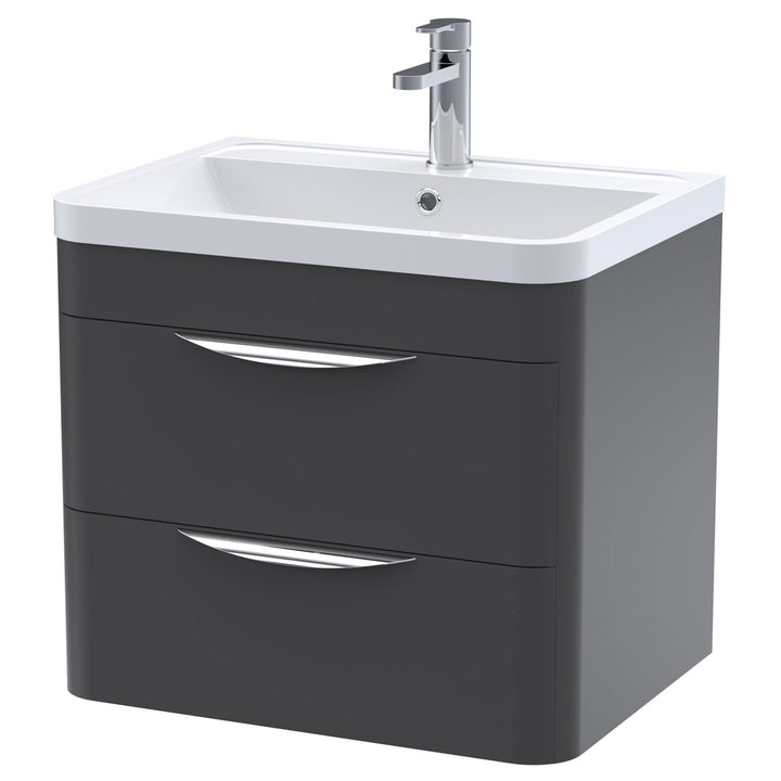 Nuie Parade Wall Hung Cabinet & Ceramic Basin Bathroom Vanity Unit with Storage