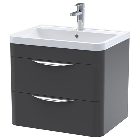 Nuie Parade Wall Hung Cabinet & Ceramic Basin Bathroom Vanity Unit with Storage