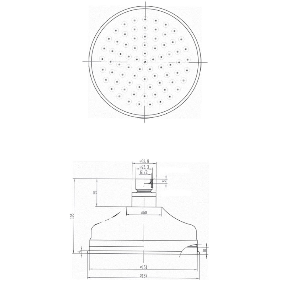 Deva Traditional Gold 6" Shower Head With Swivel Joint HEAH02/G