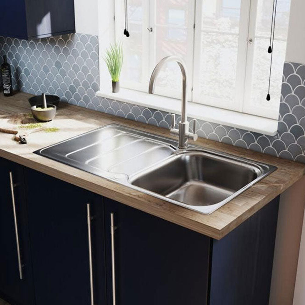 Rangemaster Houston 1.0 Bowl Brushed Stainless Steel Kitchen Sink & Waste