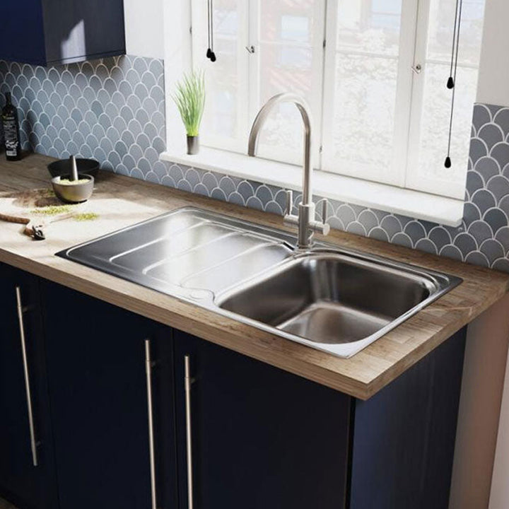 Rangemaster Houston 1.0 Bowl Brushed Stainless Steel Kitchen Sink & Waste